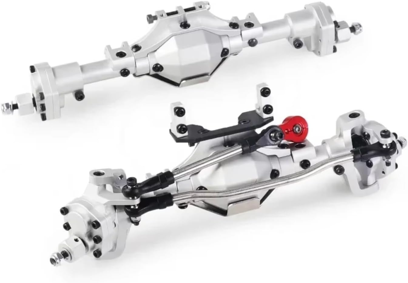 Rc Crawlers Axles For Axial For SCX10 III 90046 9004 1/10 Metal Front Rear Portal Axle RC Crawler KIT Frame Model Accessory Assemble Reapir(Silver)