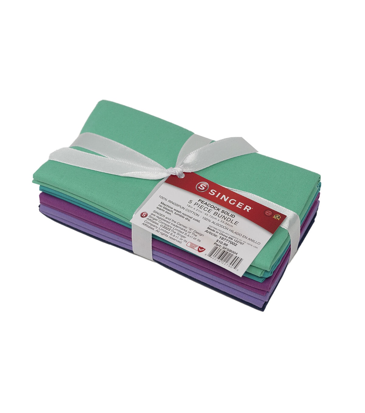 SINGER 18 x 21 Peacock Solid Fabric Quarter Bundle 5pc