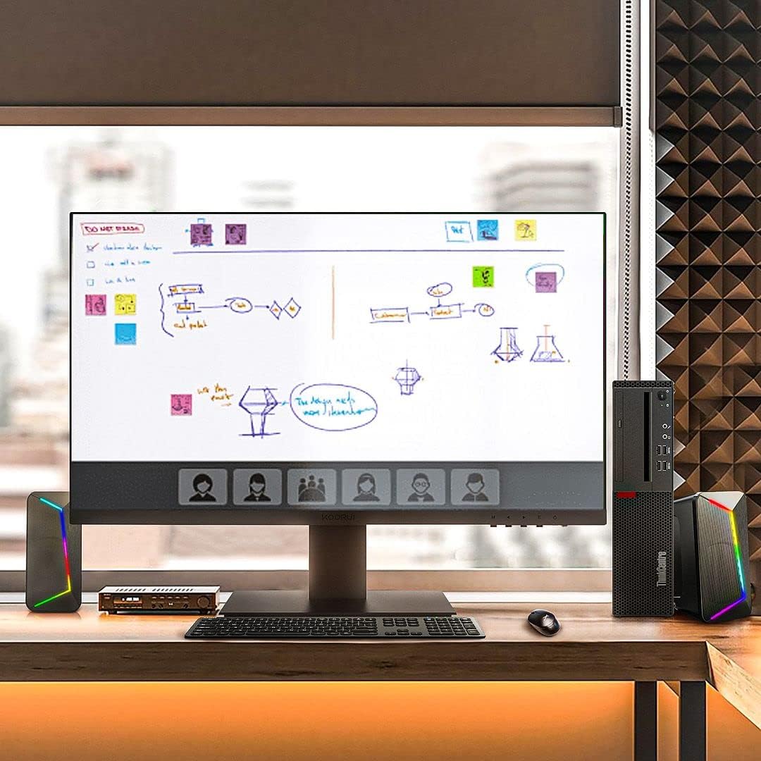 Lenovo ThinkCentre M710S Desktop Computer Bundle, Koorui 24in Monitor, Intel i7-7700, 16GB RAM 256GB M.2 NVMe SSD 2TB HDD, AX200 WiFi, Speakers, Wireless Keyboard Mouse (Renewed)