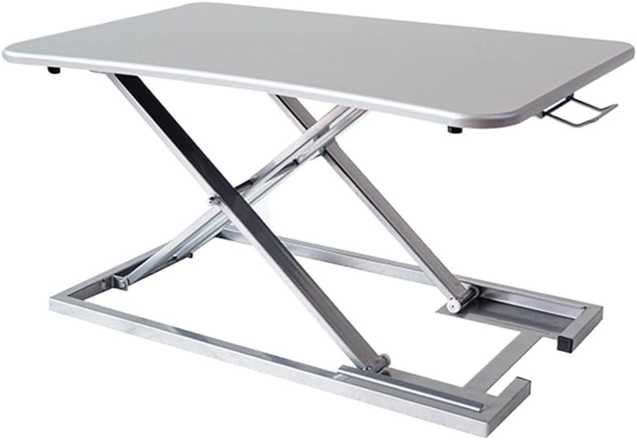 TemkIN Standing Desk Converter, Height Adjustable Desk Riser for Standing or Sitting, Tabletop Workstation for Laptops Monitor Riser Stand, for Home or Office (Color : Silver, Size : 80 * 55cm)