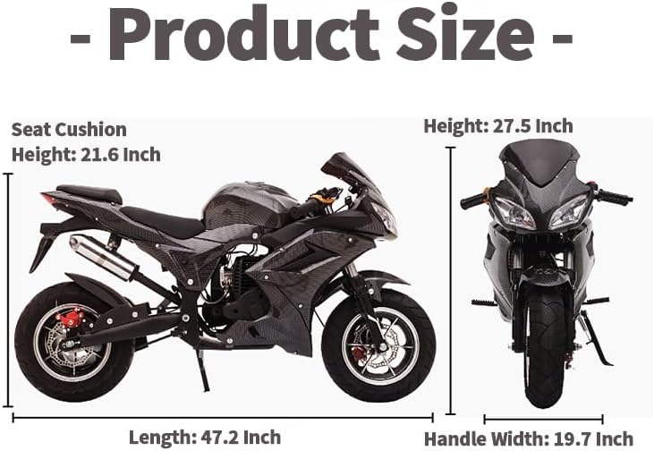 50CC Mini Motorcycle for Adults [Mini Size], 4-Stroke Mini Dirt Bike, Gas Power Pocket Rocket Bike, Miniature Kid Dirt Bike, Up to 30MPH, Trail Mini Bike Max Load 400Lbs Black