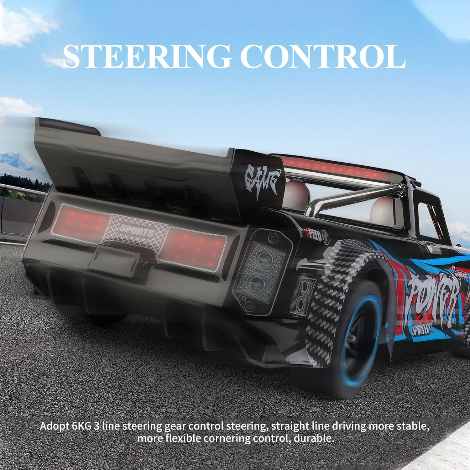 GoolRC WLtoys 104072 Brushless RC Drift Car, 1:10 Scale 2.4GHz Remote Control Car with LED Light & Gyro, 4WD 60KM/H High Speed RC Racing Vehicle for Adults