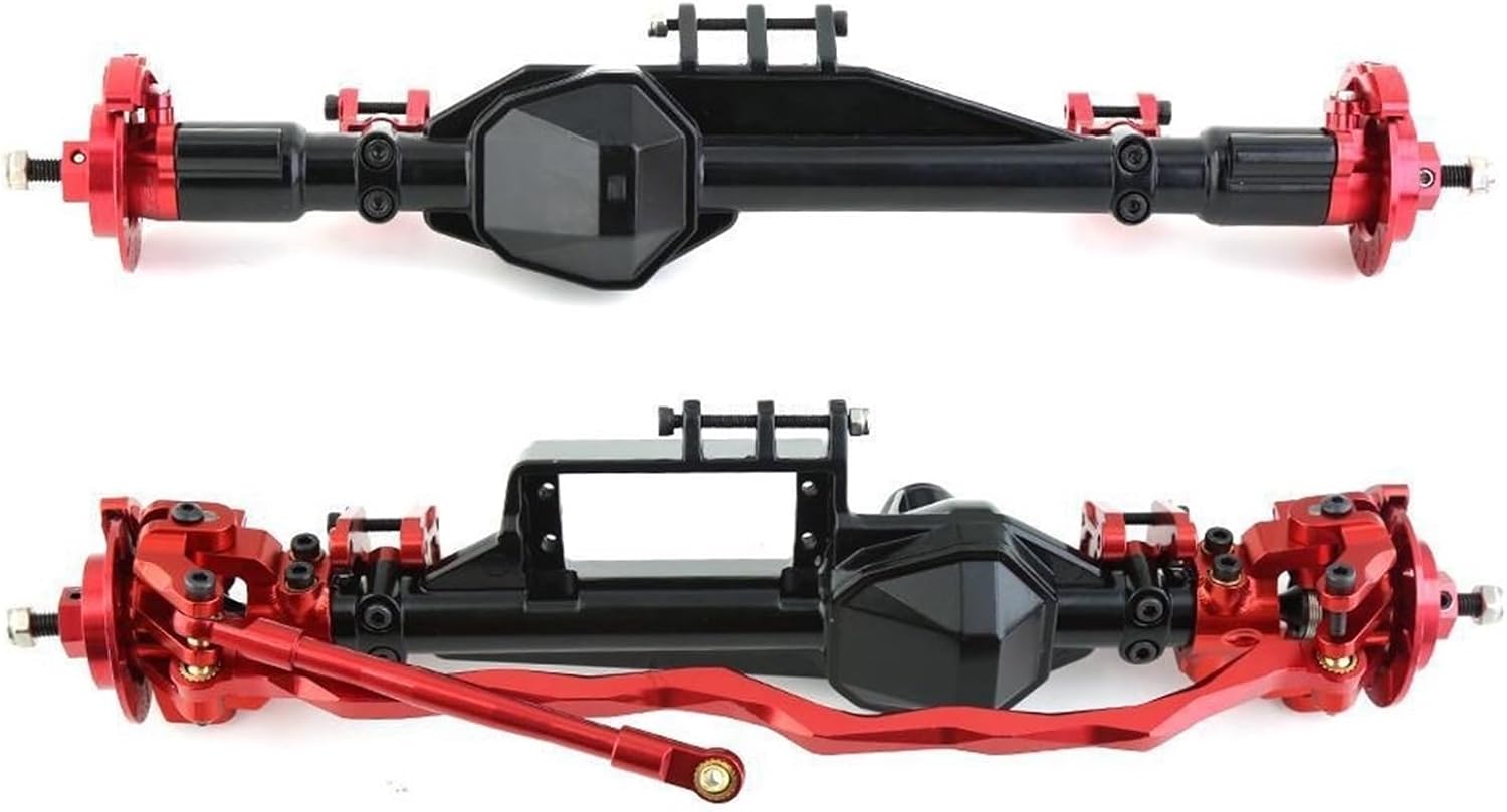 RC Car Upgrade Parts for Axial RBX10 for Ryft 1/10 RC Crawler Car Upgrade Parts Accessories Metal Front and Rear Axle Modified(Red,1 Set)