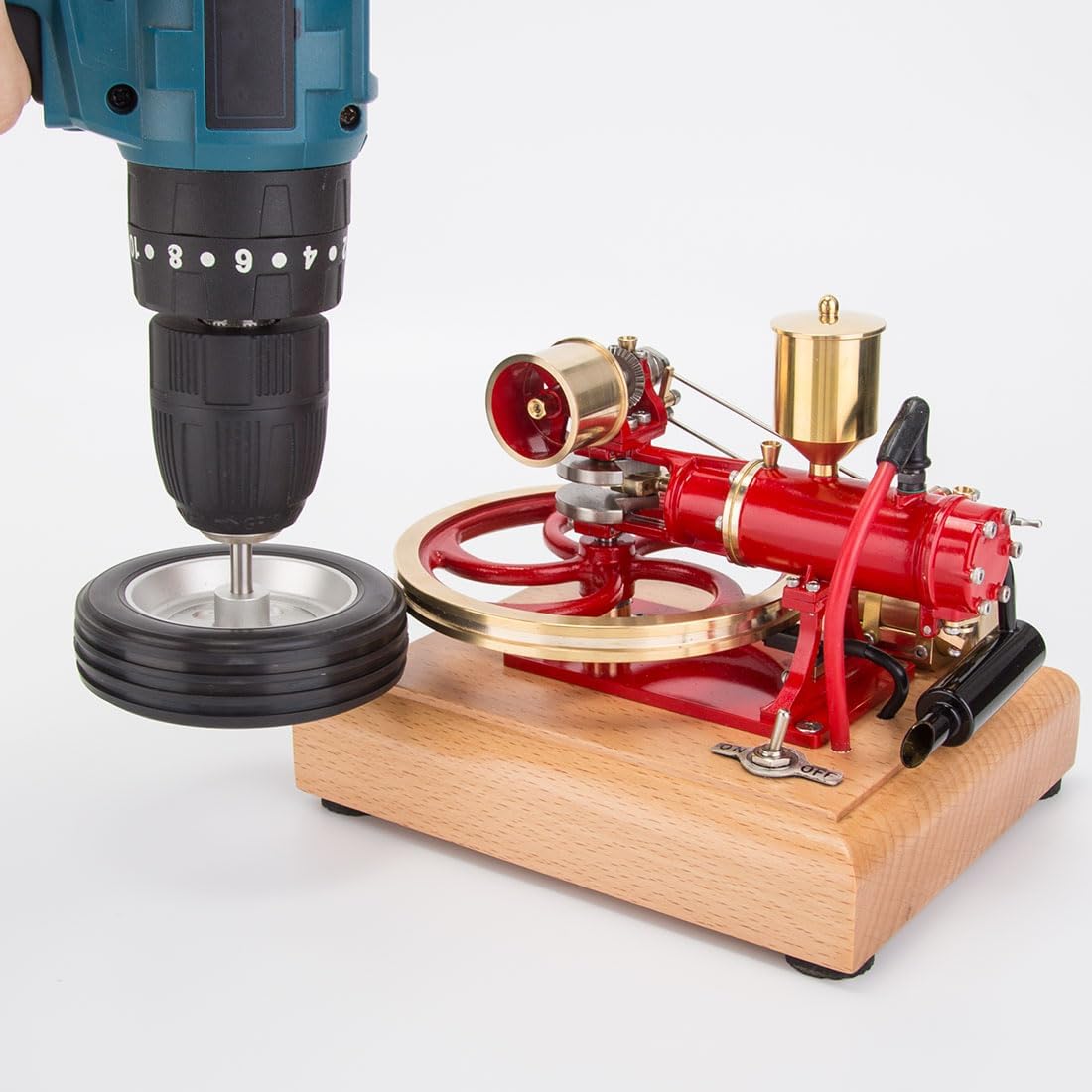 Kooteyybhyy Engine Model Kit That Works, Mini 1.9CC Horizontal Single Cylinder Four Stroke Gasoline Internal Combustion Engine Model for Three Wheelers, Collectible Toy for Adults