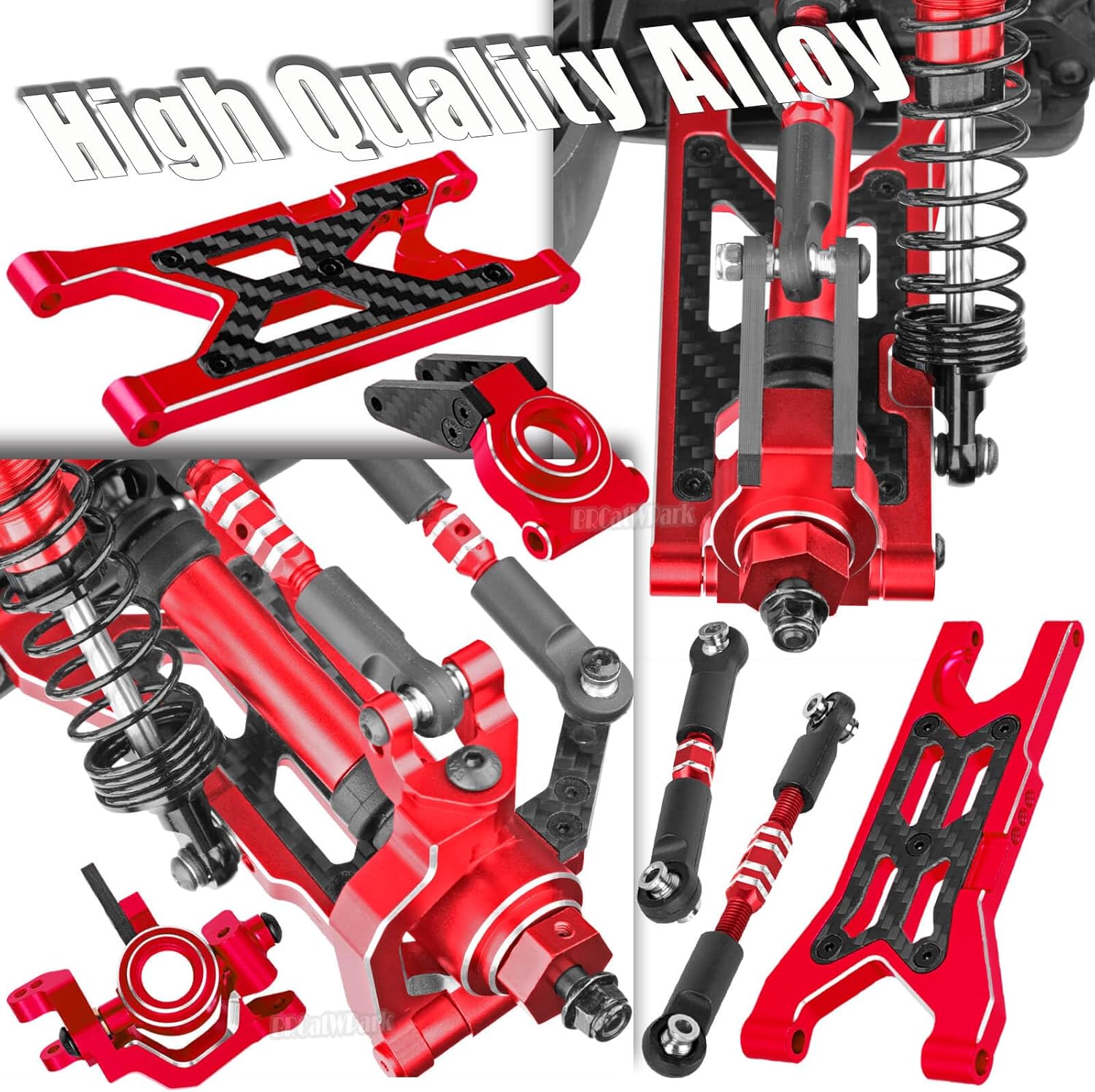 RC Upgrades Part for 1/10 Granite/Senton 3S & Mega550,Shock,Links,A-Arm,Caster Block,Steering Blocks,Stub Axle Carriers,Gearbox,Covers,Center Driveshaft,CVD Axles,Support,Spline,Steering,57TGear,Red