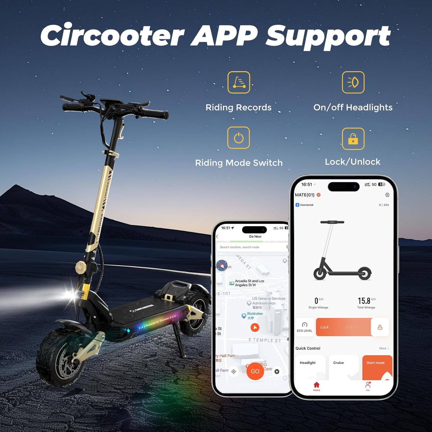 Circooter Cruiser Pro Electric Scooter Adult, Dual Motor 2400W e Scooter Up to 40 Miles Max Range & 38 Mph Top Speed, 11''Pneumatic Tires Off Road Escooter with Dual Charger Ports & Storage Bag