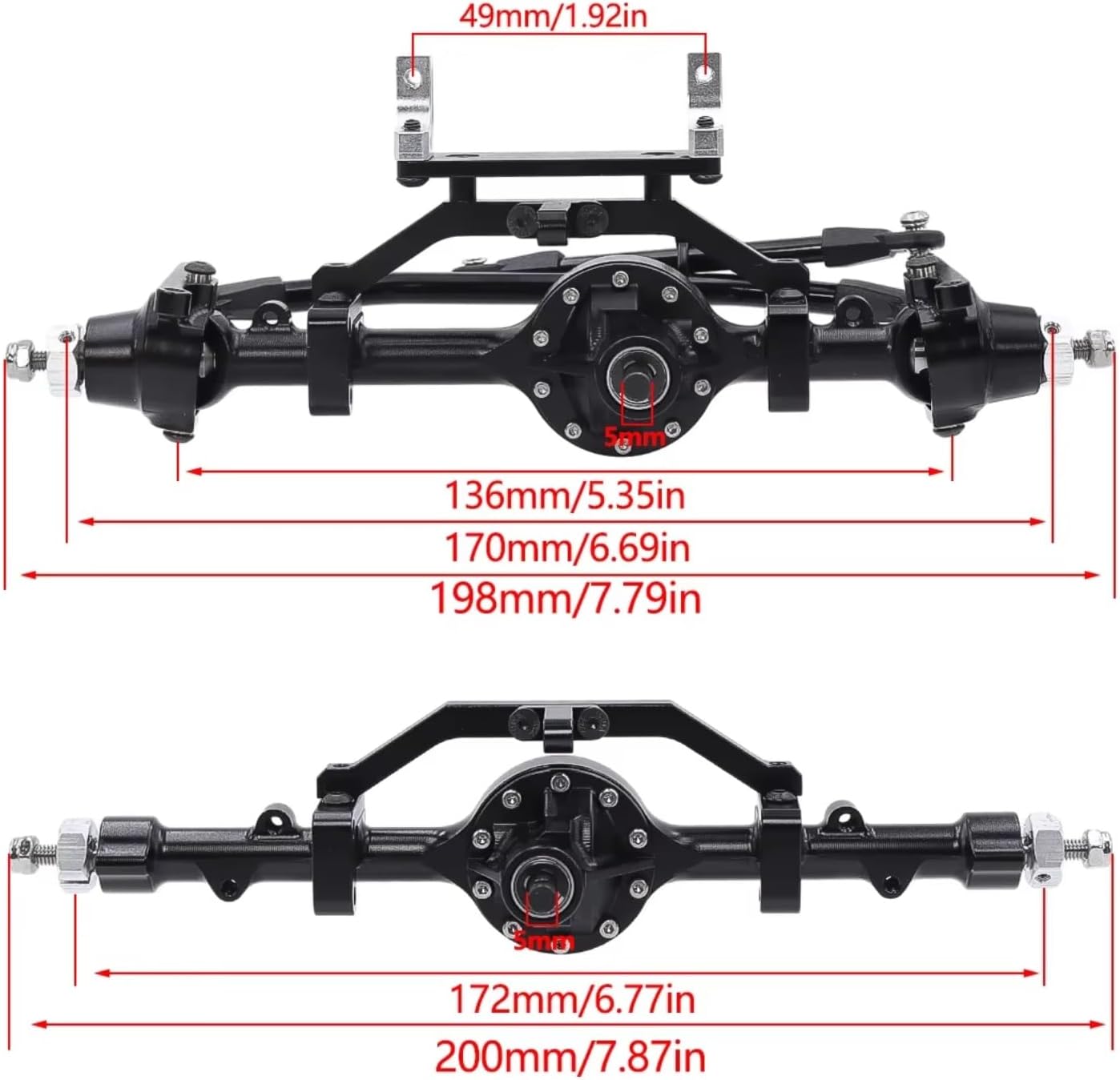 RC Repairs Models For Gelande II TF2 D110 For Yota II D90 1/10 CNC Aluminum Alloy Front Rear Axle Complete Set RC Crawler Straight Axels(1set)