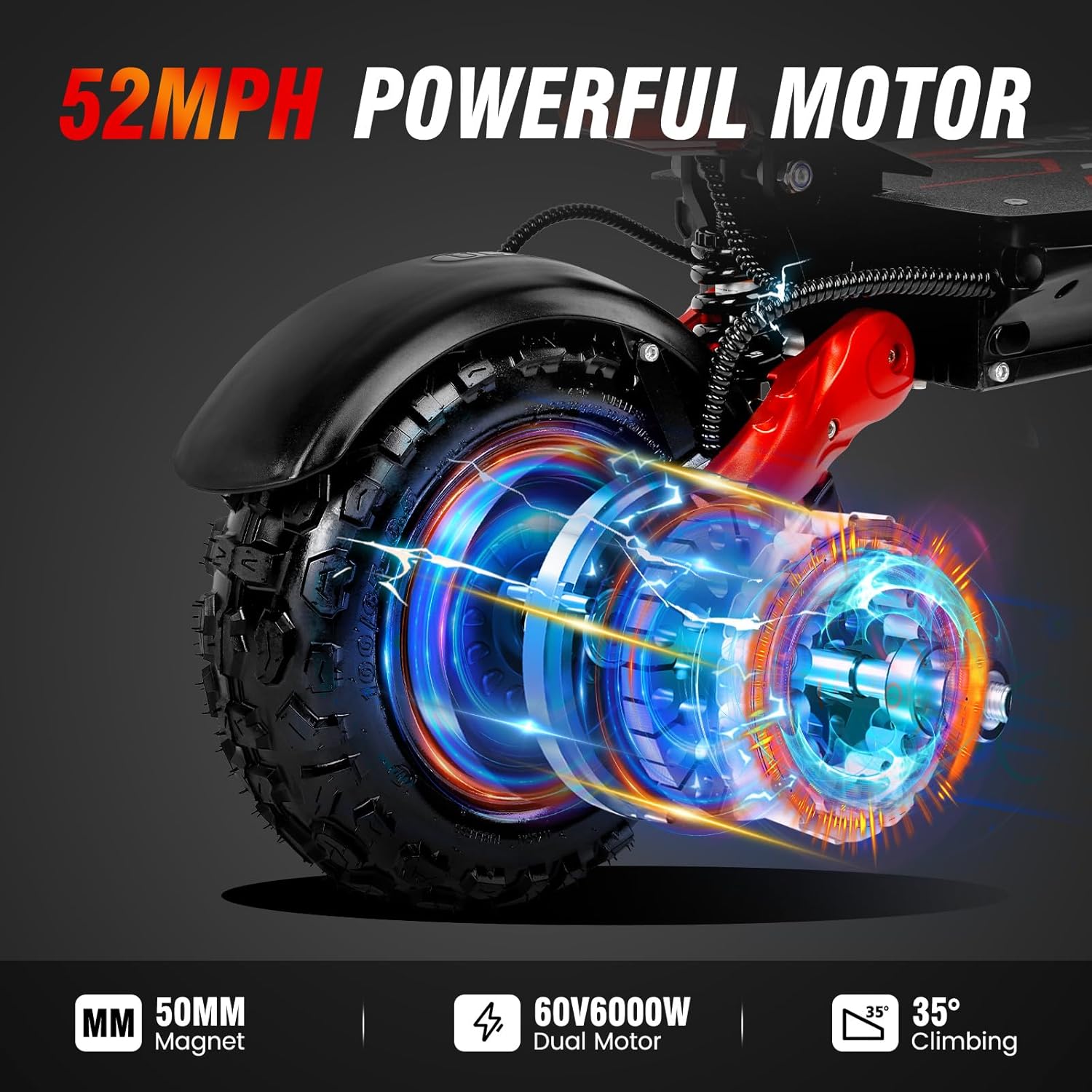 Electric Scooter with Seat for Adults, 60V 6000W Electric Scooters Adult 52mph with 1440WH Battery, Up to 50Miles Long Range, Dual Motor 11