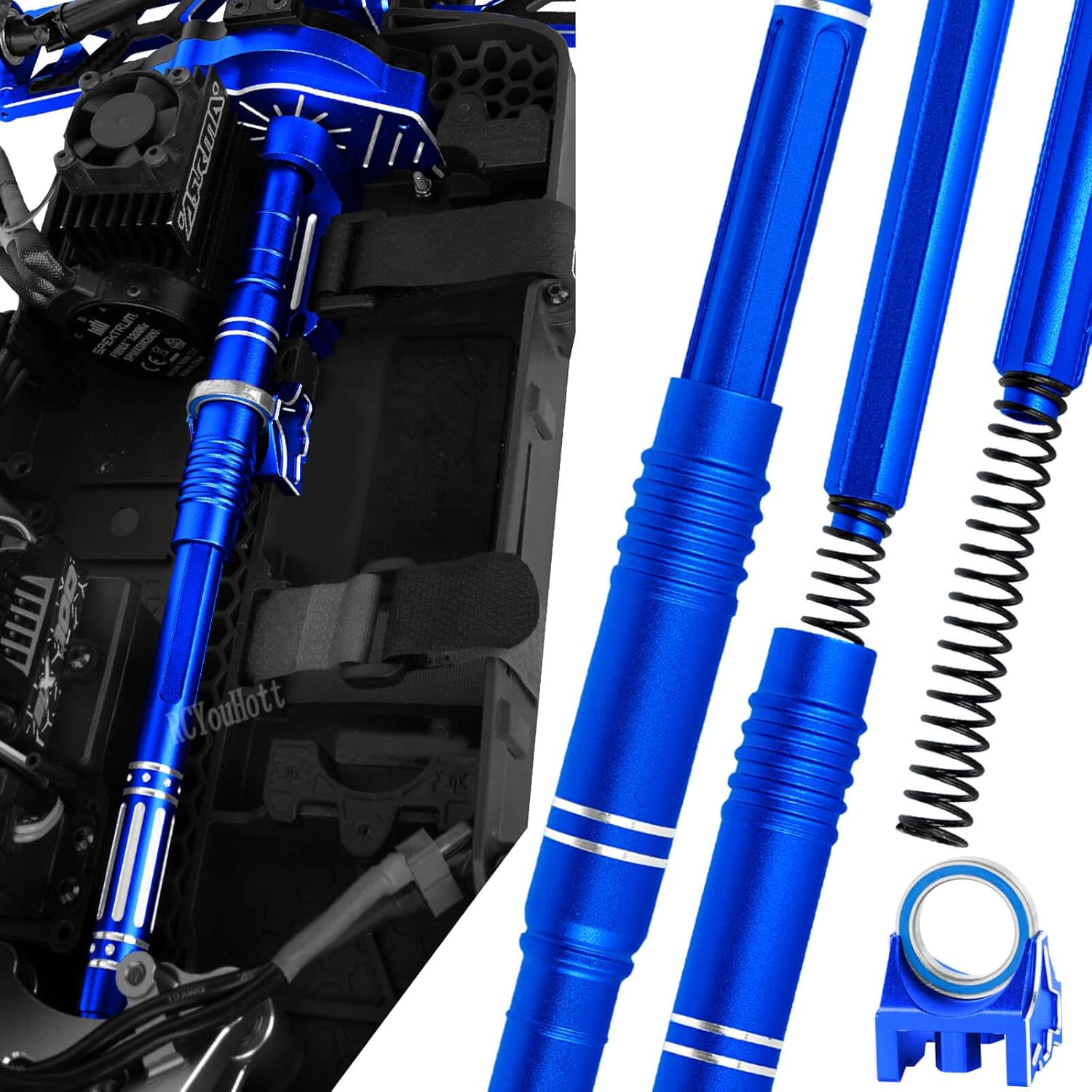 RC Upgrade Parts for 1/10 Big Rock 4X4 V3 3S BLX,Arms/Shocks/57T Gear/CVD/Caster Block/Steering Blocks/Stub Axle Carriers/Steering Bellcranks/Gearbox/Links/Center Driveshafts,Navy Blue