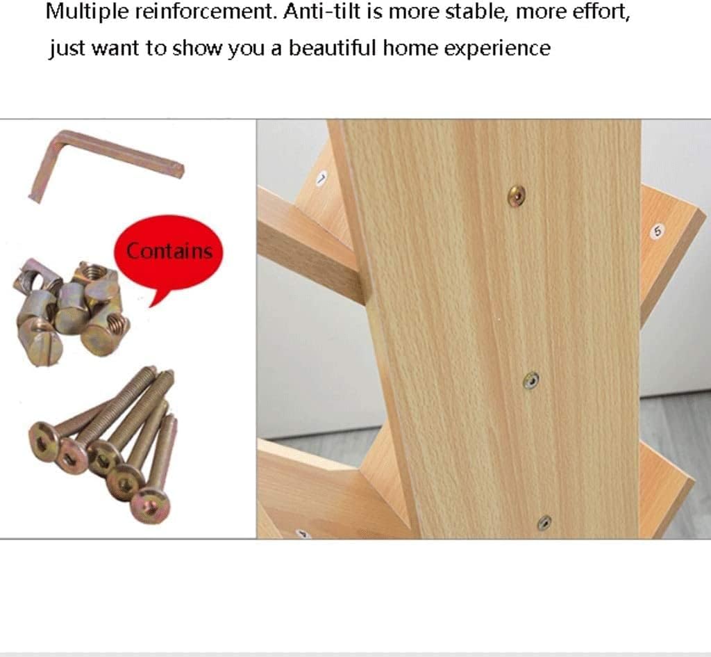 PAASHE Vertical Bookshelf 7 Tiers Large Capacity Bookcase Creative Tree Bookshelves Wooden Rack Bookcase Can Place Cd/Movie/Book