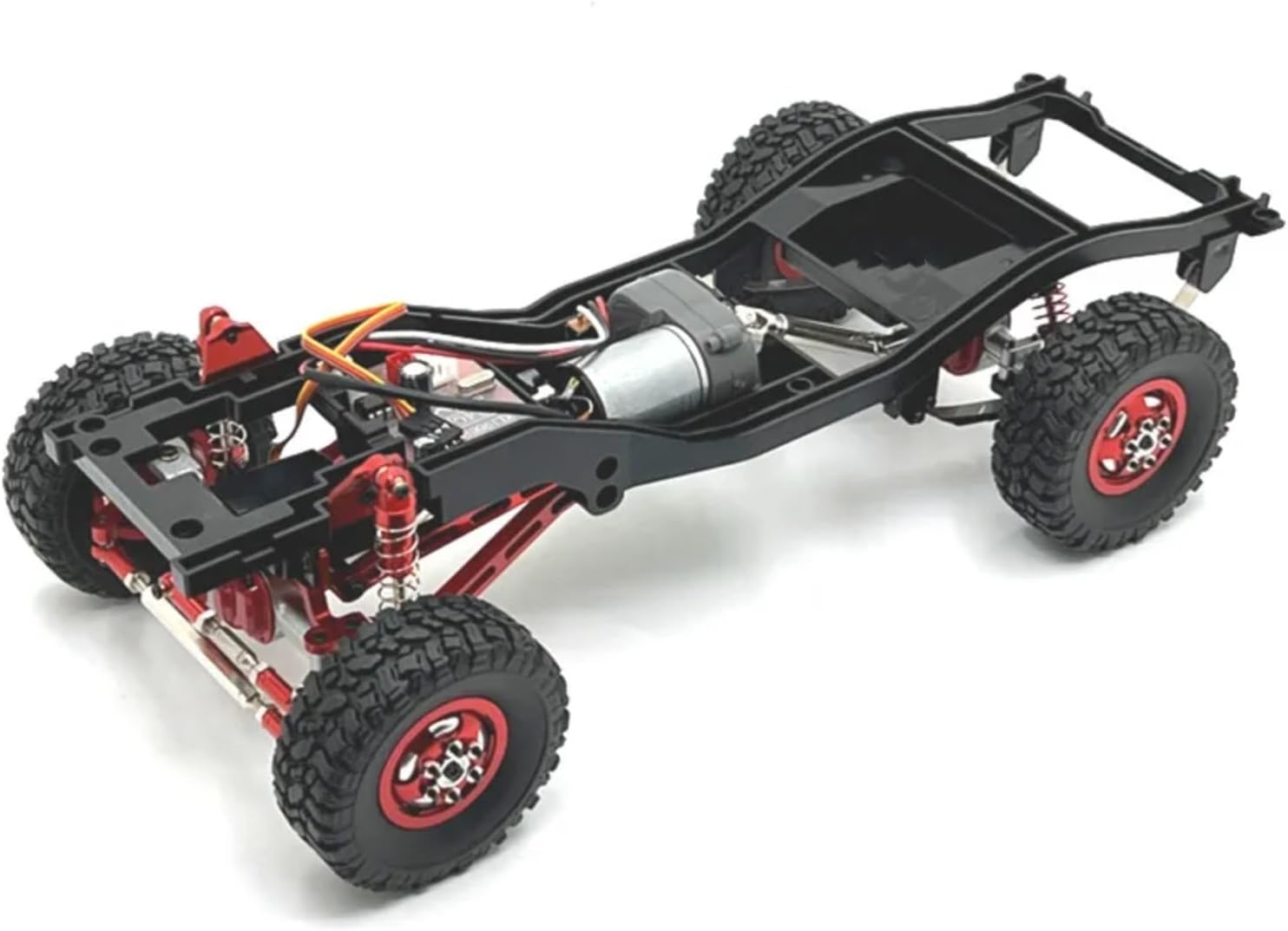 RC Upgrade Parts for MN82 LC79 MN78 1/12 RC Car Upgrade Parts Metal Front and Rear Axle for Chassis Link Rod Pull Rod Mount Shock Absorber Tire Set(Red)