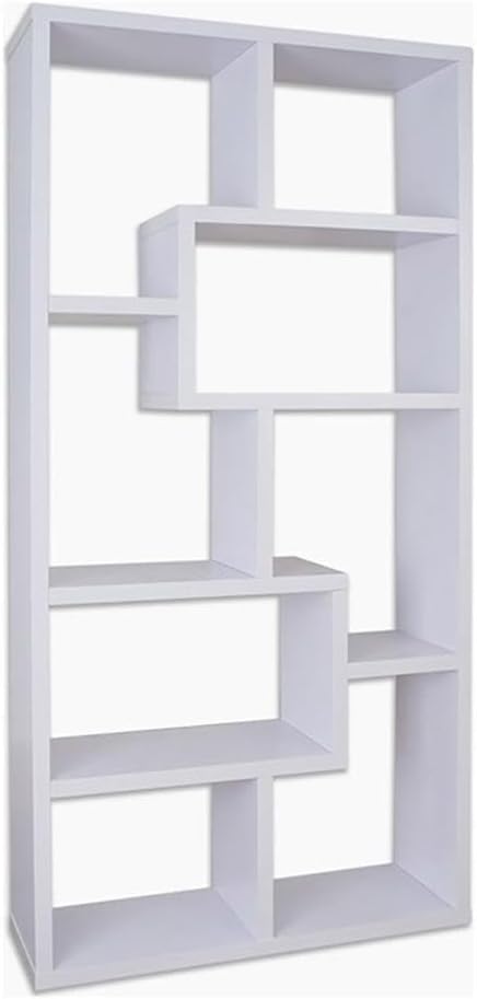 Allora 10-Shelf Contemporary MDF/Wood Veneer Bookcase in White