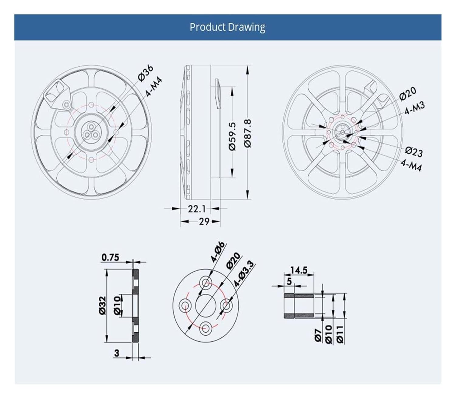 Brushless Motor MN8012 KV100 Multi-Rotor Motor, Maximum Thrust 11.8 kg