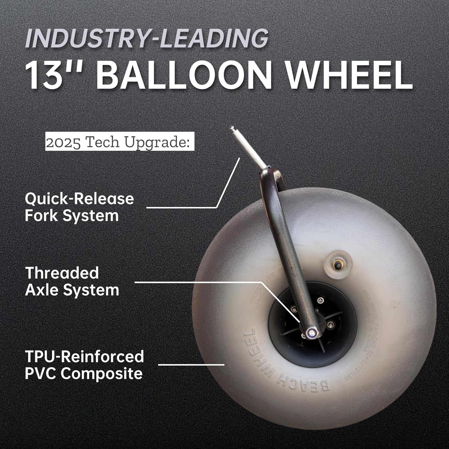 Beach Wagon with 13'' Balloon Tires, Collapsible Cart with Big Wheels for Sand, Pump Included