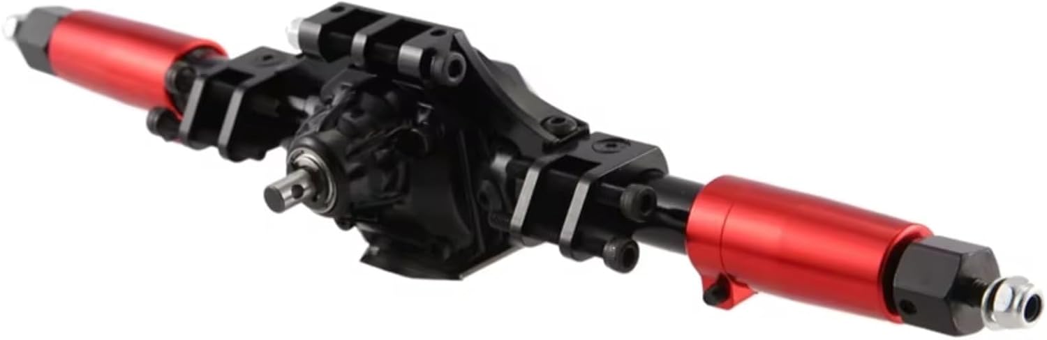 RC Axle For Axial For SCX10 II 90046 1/10 RC Car CNC Metal Front And Rear Axle With Servo Mount RC Crawler Car Upgrade Parts(Red)