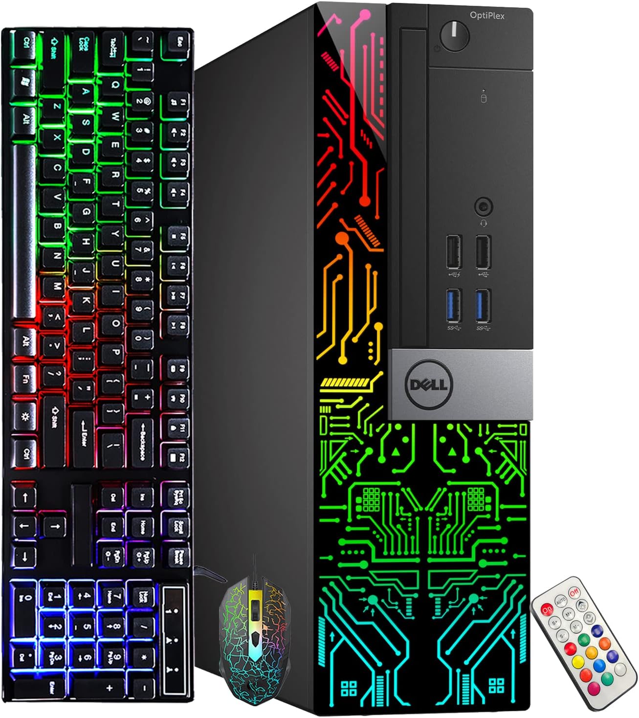 Dell OptiPlex 3060 SFF RGB Computer PC, Intel Core i5-8500, RX 550 4GB GDDR5, 16GB RAM, 512GB NVMe, 1TB HDD, 22 Inch HDMI Monitor, Gaming Speakers, WiFi, Bluetooth, Windows 11 Pro (Renewed)