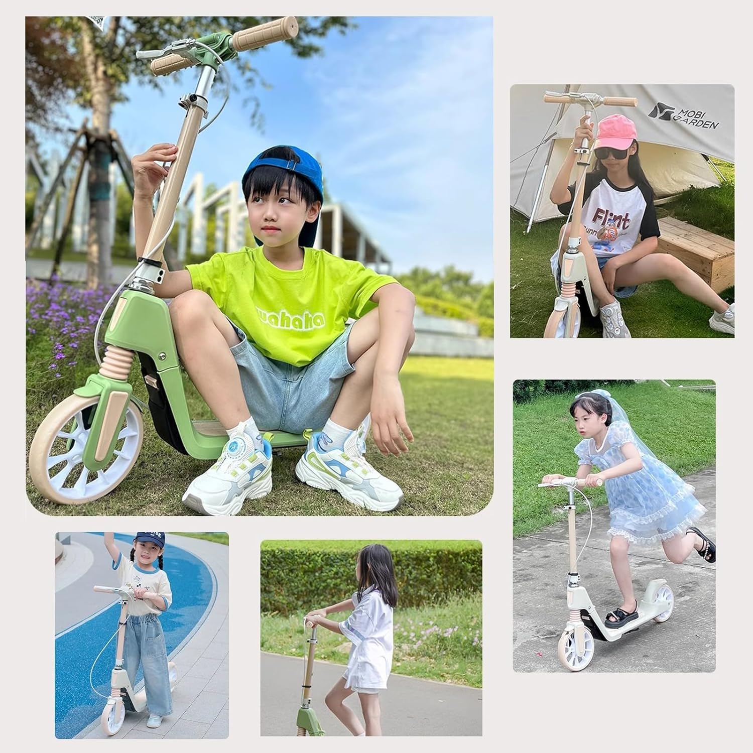 Folding Kick Scooter for Kids Teens and Adults,Adjustable Helght,Non-Slip Deck,Dual Brakes System,Best Gift for Age 6 Up Kids Girls Boys Teens, 220Lb Weight Limit