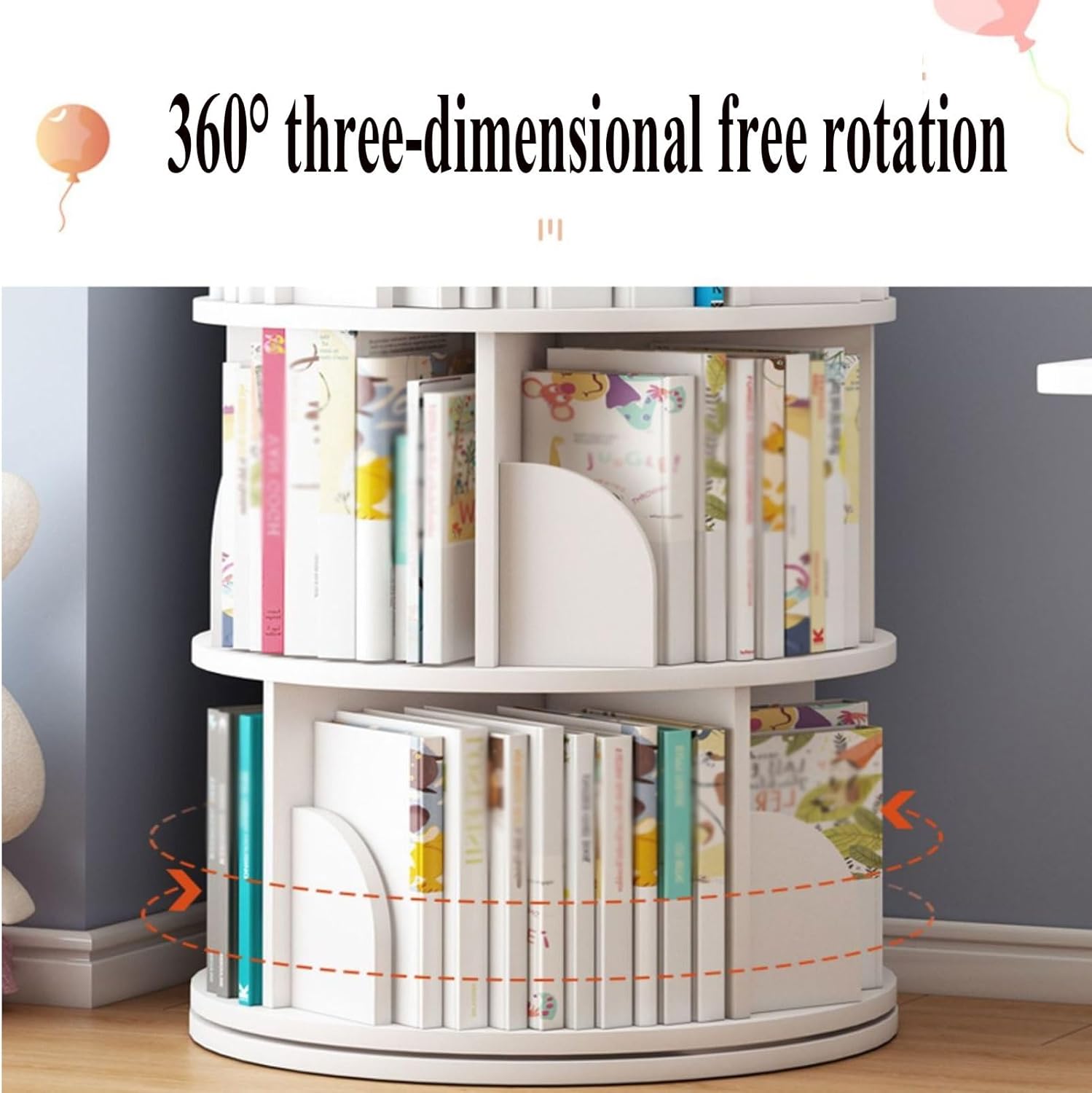 ZLGONRL Spinning Book Shelf Rotating Bookshelf Kids 4 Tier, Tall Narrow Bookcase Modern Special Bookshelf Tower Display Shelf (Green)