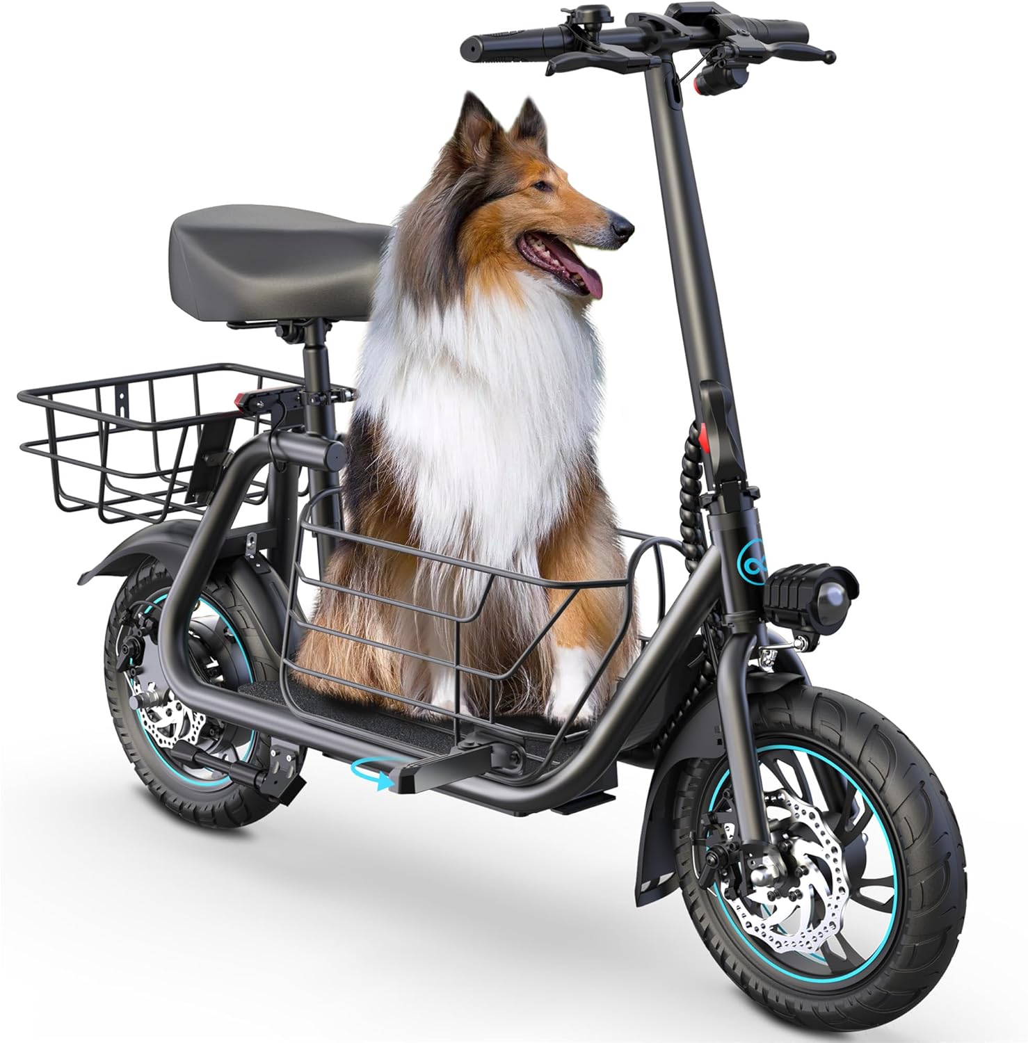 URBANMAX Electric Scooter with Seat for Adult,300W Motor,Up to 15.5 MPH,Max Range 20 Miles,Includes Ample Storage Basket for Pets Dogs Items,C1S-7S4