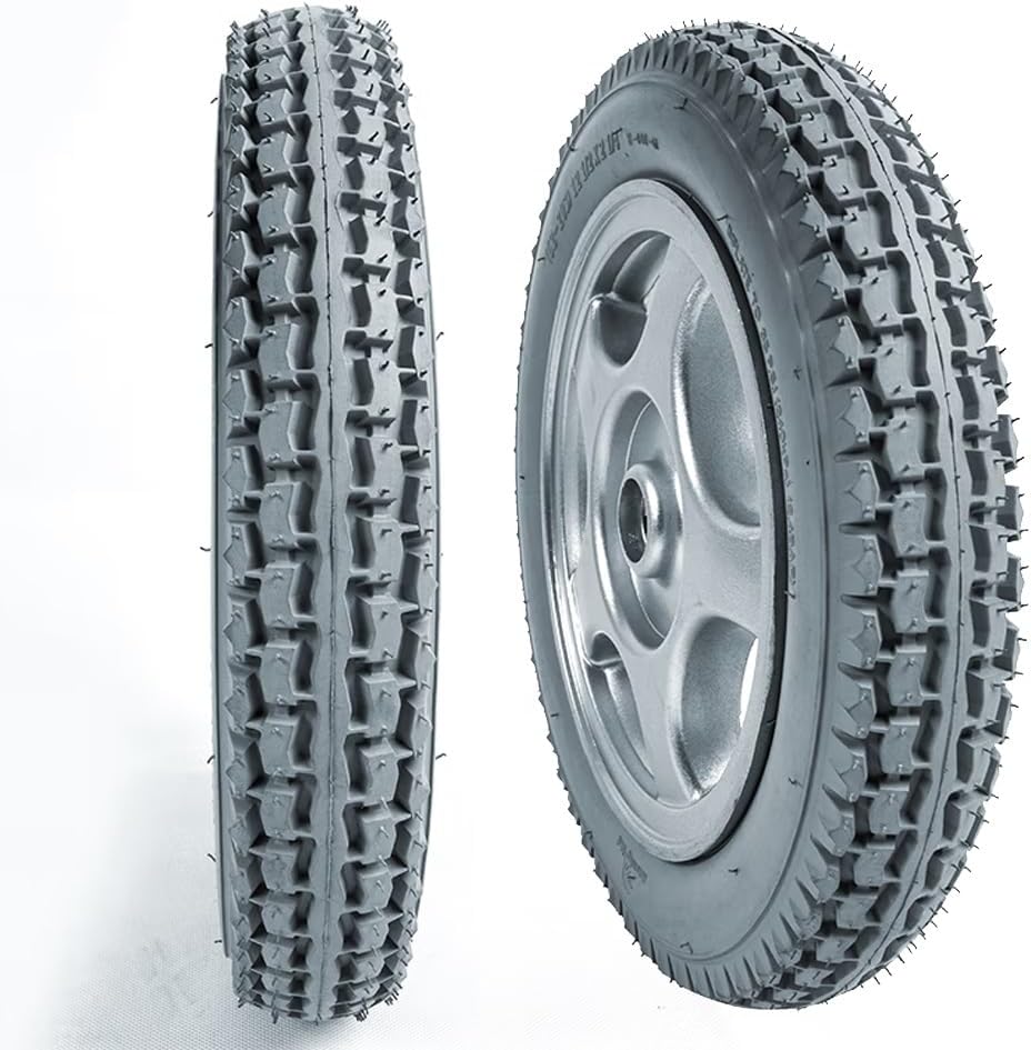 12inch Power Wheelchair Rear Wheels, Bearing: 17mm, Wheelchair Wheel Replacement, Solid Wheels, Aluminum Alloy Hub, Walker Wheels (1 Pair)