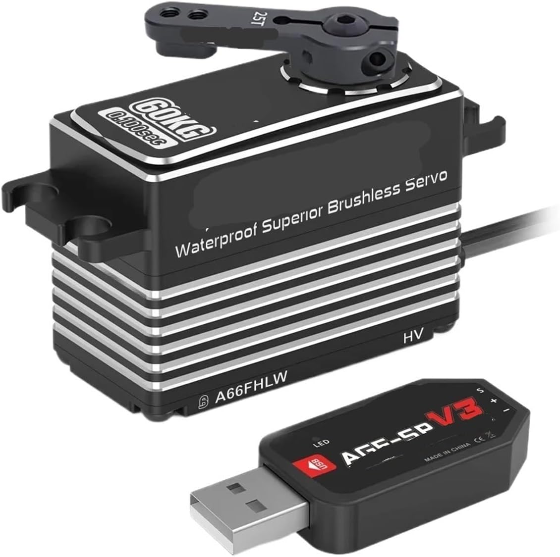 A66FHLW 60KG Super Torque 0.100 sec 4-Pole Steel Gear Brushless(A66FHLW Set)