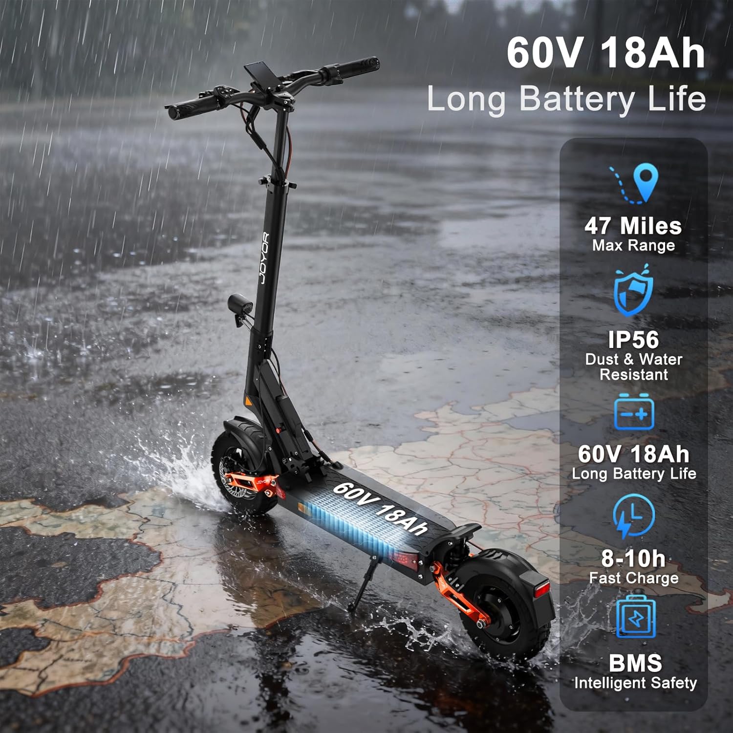 JOYOR S5/S10/T10 Electric Scooters,600W-2000W Motor,31-44 MPH Top Speed,34-47 Miles Range,10