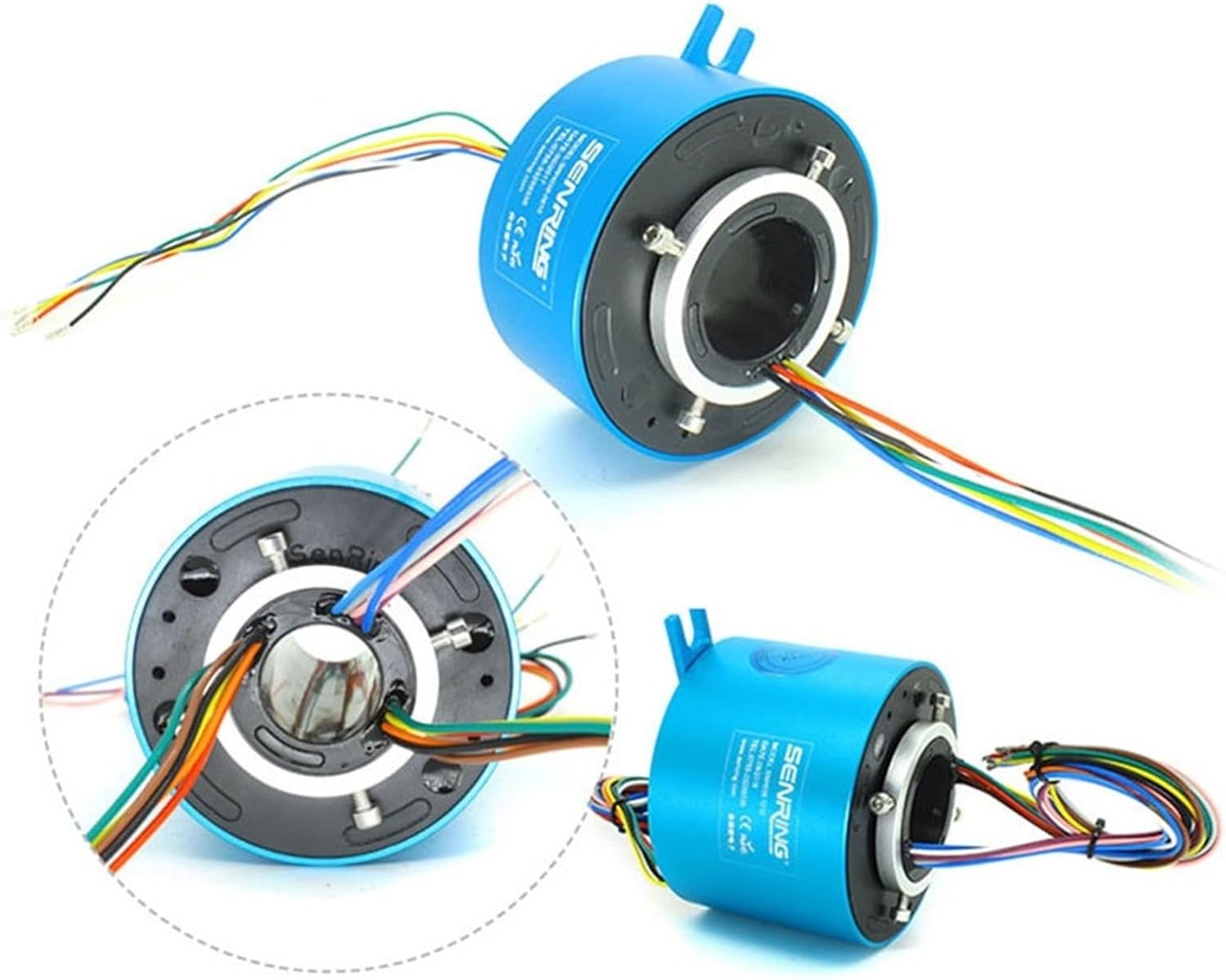 Slip Ring Rotary union with Hole Size 38.1mm OD 99mm Rotating Conductive Hallow Shaft Slip Rings 6/12/18/24 Wires 10A(38.1x99mm 24CH 10A)