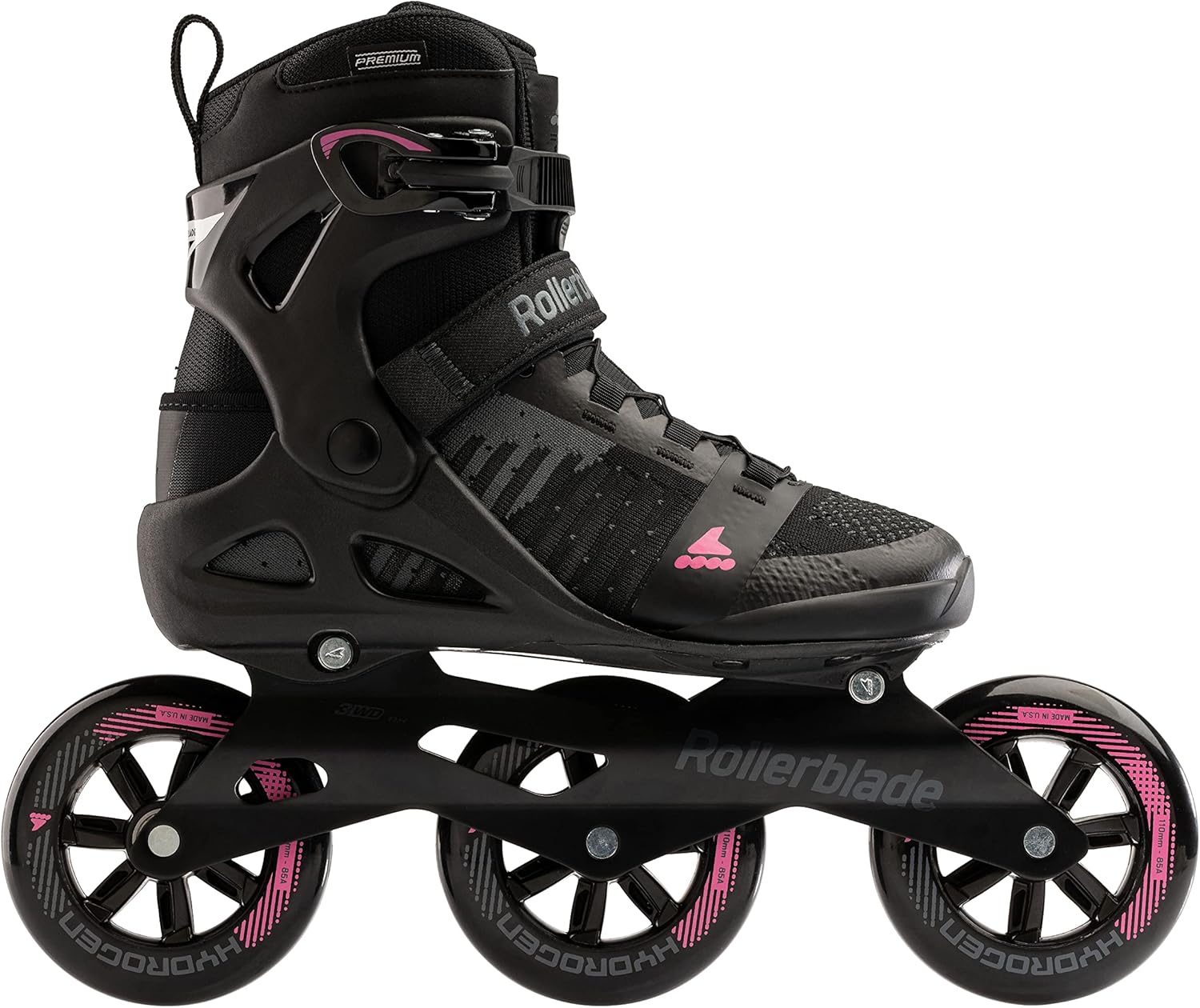 Rollerblade Macroblade 110 3WD Womens Adult Fitness Inline Skate, Black and Orchid, Performance Inline Skates