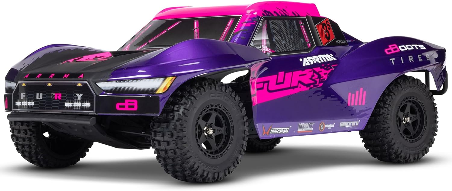 ARRMA RC Truck 1/10 Fury 2wd 223S BLX Brushless Short Course Truck RTR (Battery and Charger Not Included) with DSC, Purple, ARA3521T3