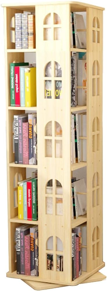 Bookcases Wooden Bookshelf Rotatable Office Children's Pine Material can be rotated 360°