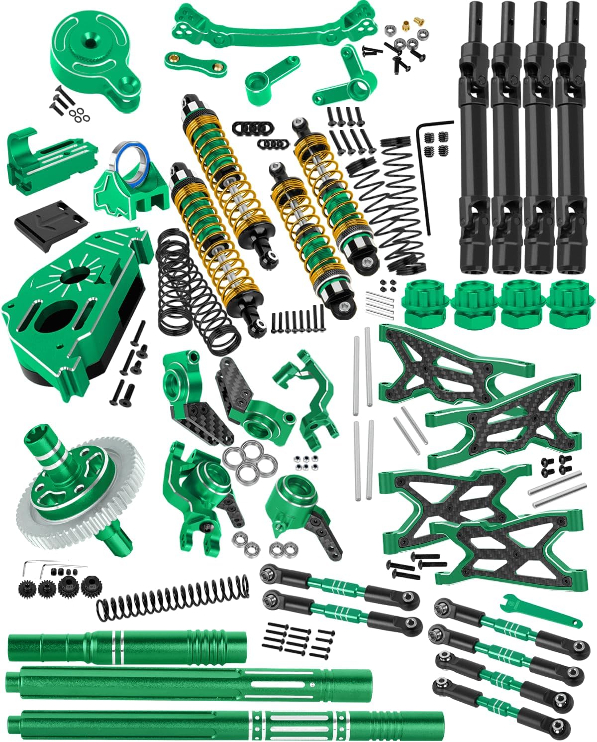RC Upgrades Part for 1/8 Typhon 3S BLX,Shocks,Driveshafts,Transmission,Turnbuckles,A Arms,Caster Block Set,Center CVD &Support,25T Servo Saver,58T Slipper,Steering,Green