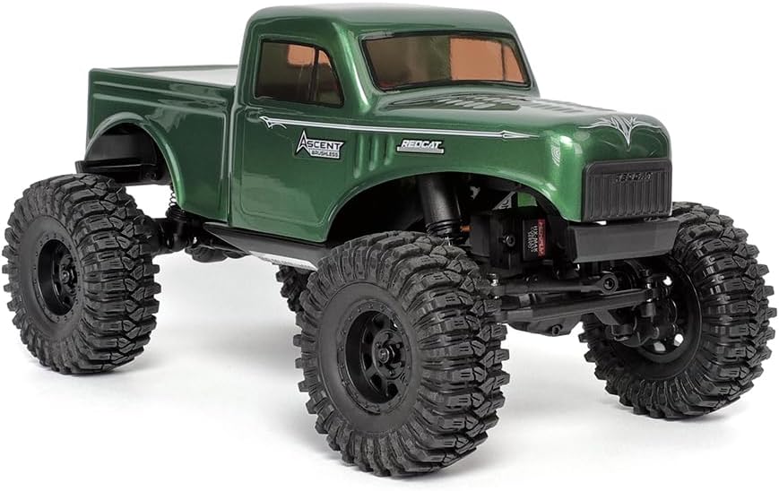 Redcat Racing Ascent 18 Brushless RC Rock Crawler – 4WD 1/18 RC Crawler with Portal Axles, High Steer Geometry, Waterproof ESC, LiPo Battery, RTR Hobby Grade RC Truck 4x4 - Green