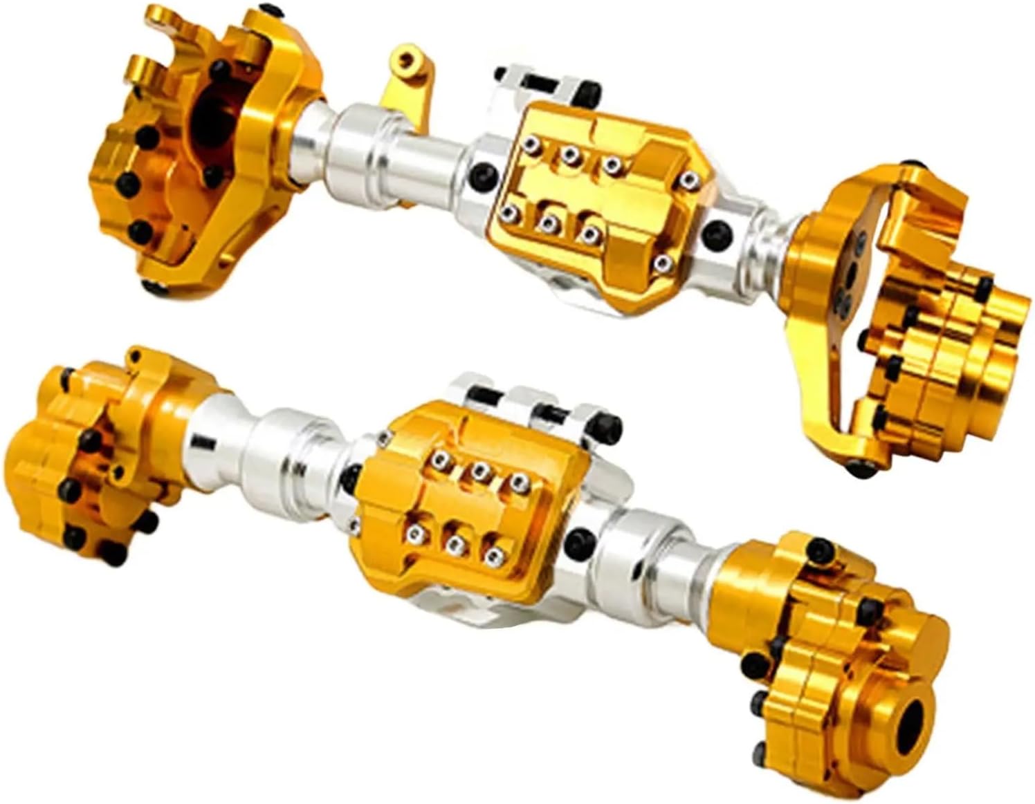 RC Car Upgrade Parts for 1/10 RC Crawler DIY Modified DIY Accessory Parts Front Rear Axle Housing Upgrade Part RC Metal Axle Modified Parts(Yellow)