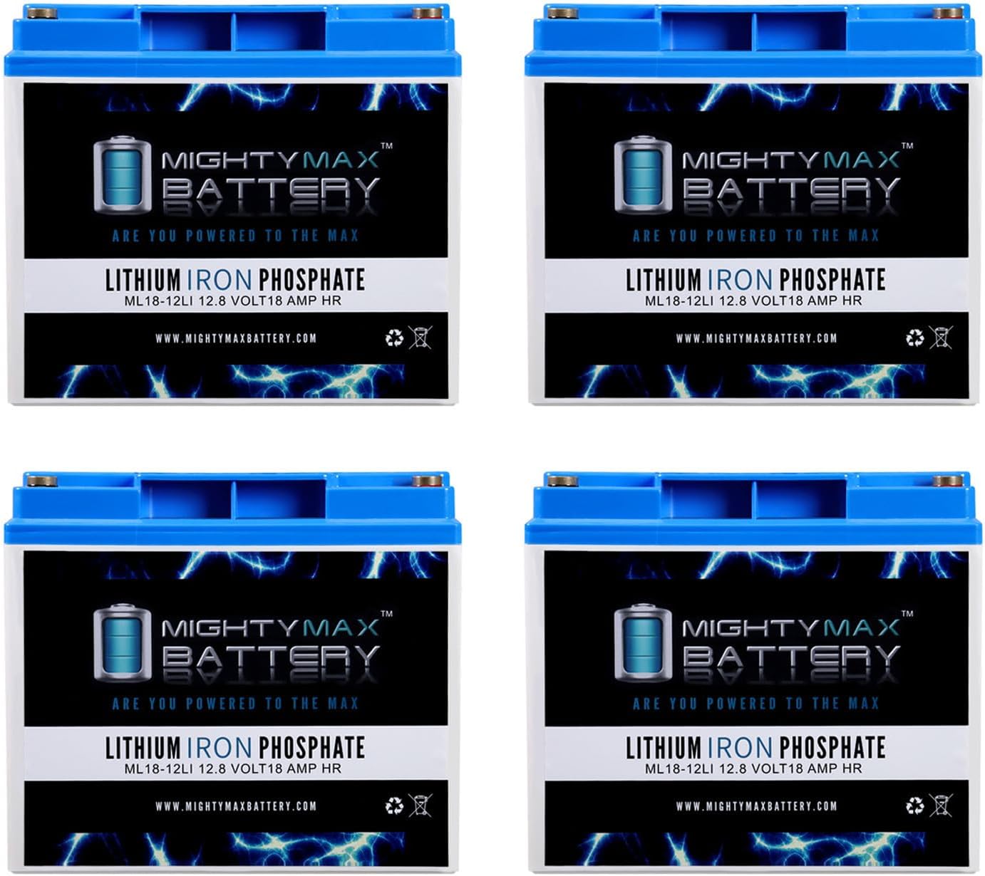 Mighty Max Battery 12V 18AH Lithium Replacement Battery Compatible with 3-Wheel Learning Scooter - 4 Pack