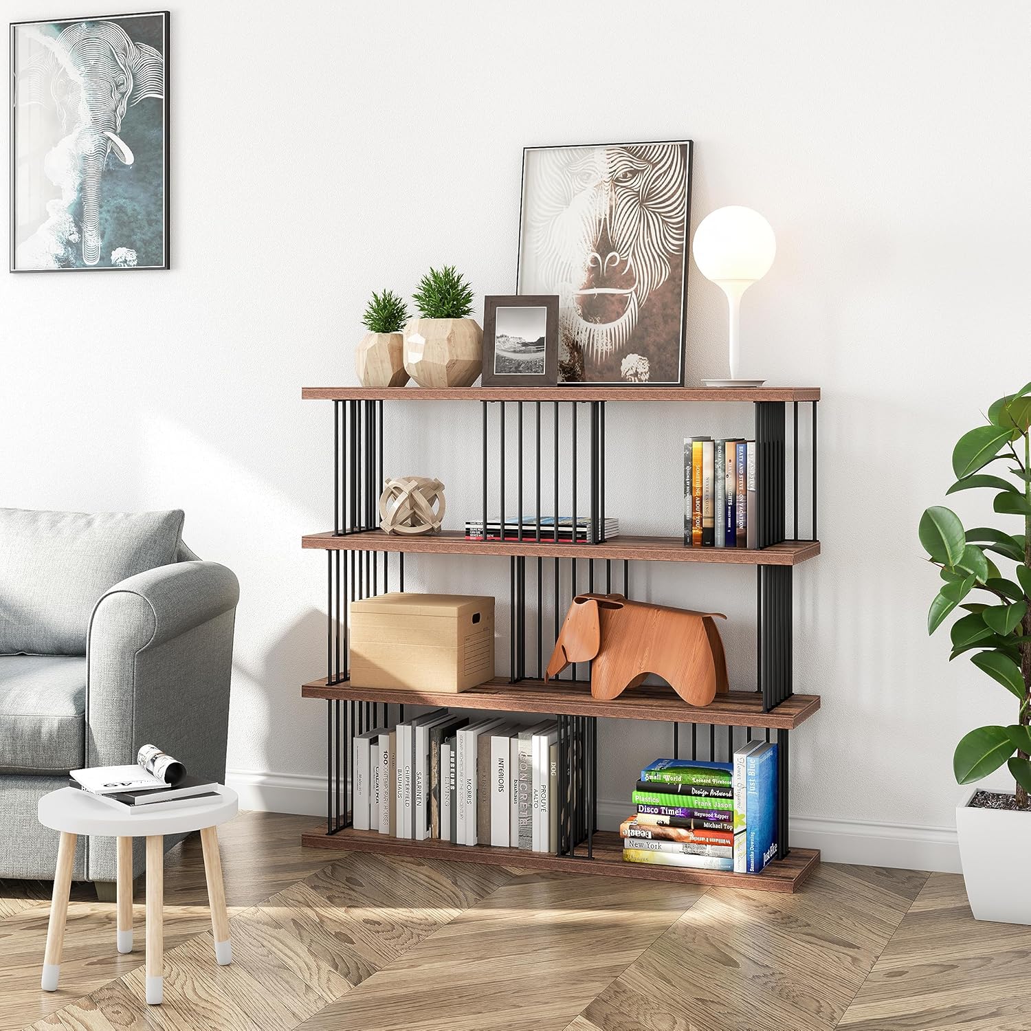 DAVEE Modern & Contemporary Antique Wood 3-Tier Bookcase