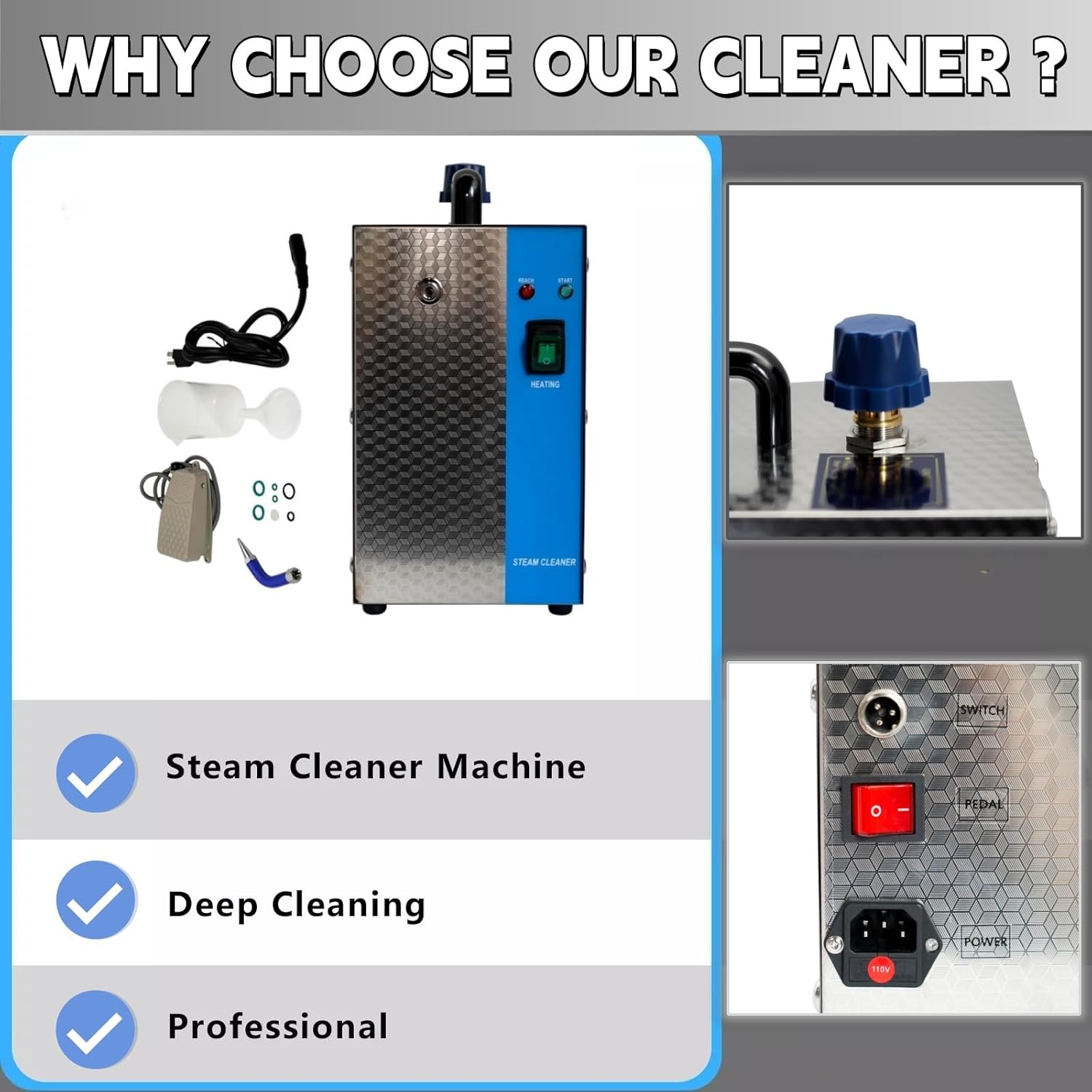 Jewelry Steam Cleaner, 2L Jewelry Steam Cleaning Machine, Gemstone Cleaner 110v/1300W Mustrod