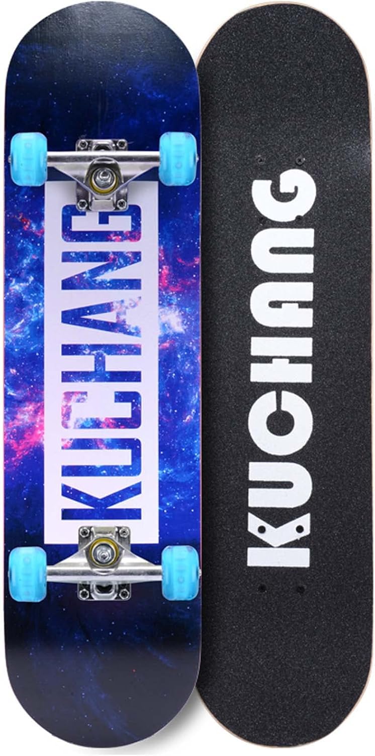 Skateboard 7-Layer Maple Deck with Colorful Flashing Wheels, Standard Skateboards for Beginners, Teens, Adults, Birthday Gift