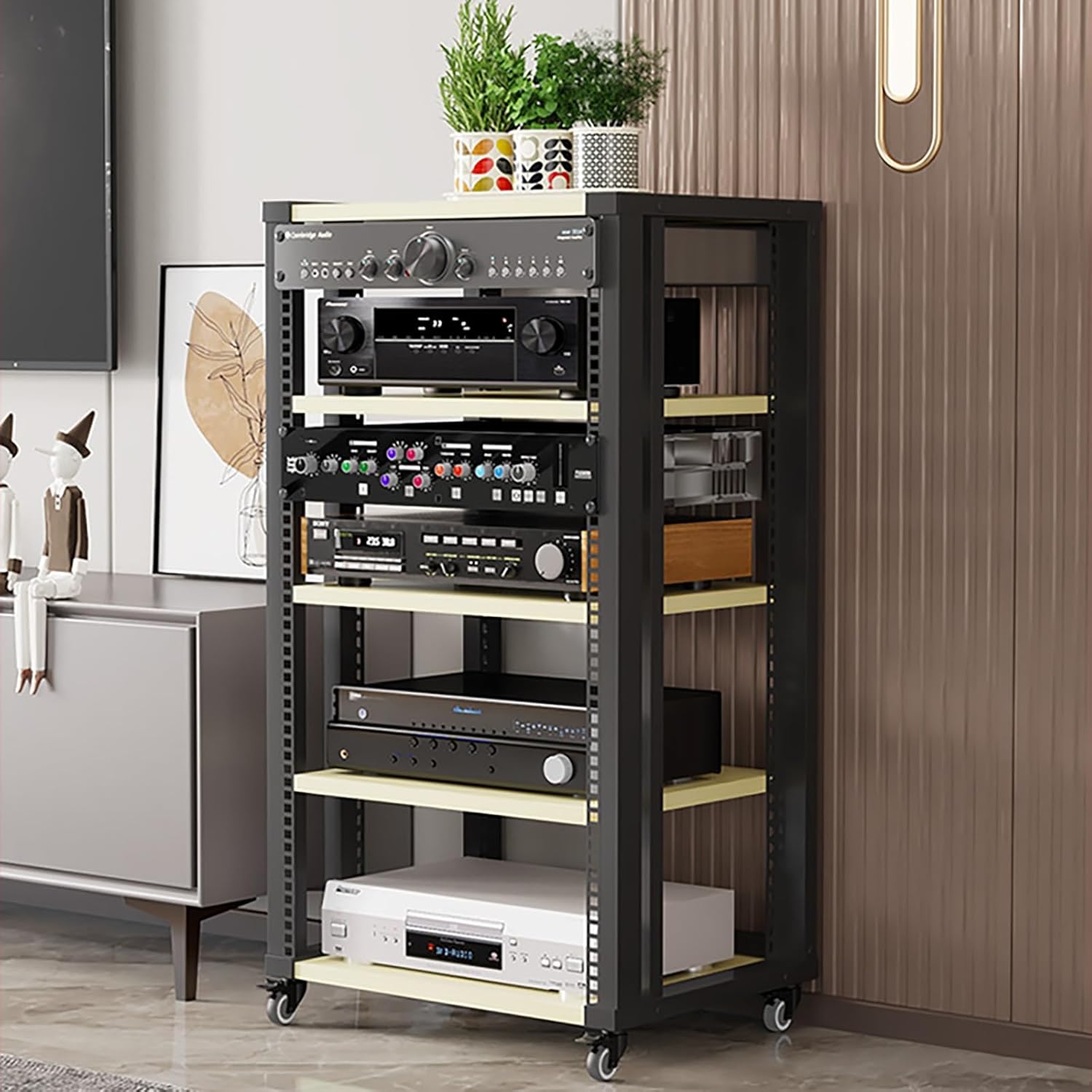 ZIHESY Media Console 5-TierAV Media Stand Audio Rack Tower with Adjustable Shelves