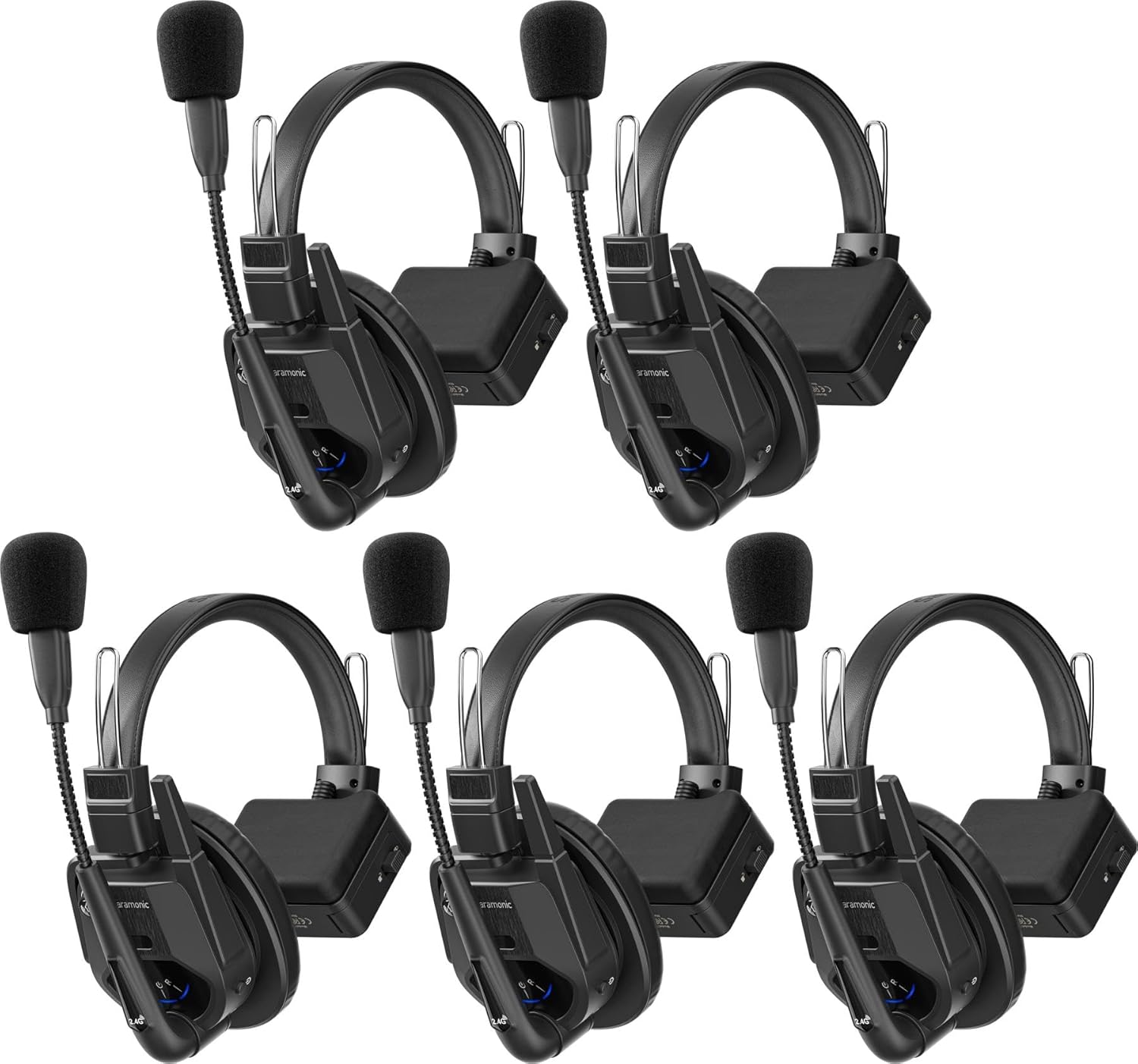 Saramonic WiTalk9SE-5S Wireless Intercom Headset System, 5 Person Full-Duplex 2.4GHz Wireless Single-Ear Noise-Canceling Headset Intercom System for Event TV Documentary Production