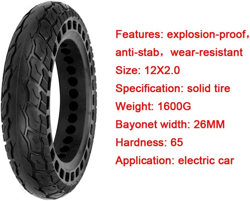 Electric scooter tires off road, 12 1/2x1 1/4 Honeycomb Solid Tires, Wear-resistant, Non-slip, Shock-absorbing, Puncture-resistant and Maintenance-free Tires, 2pcs