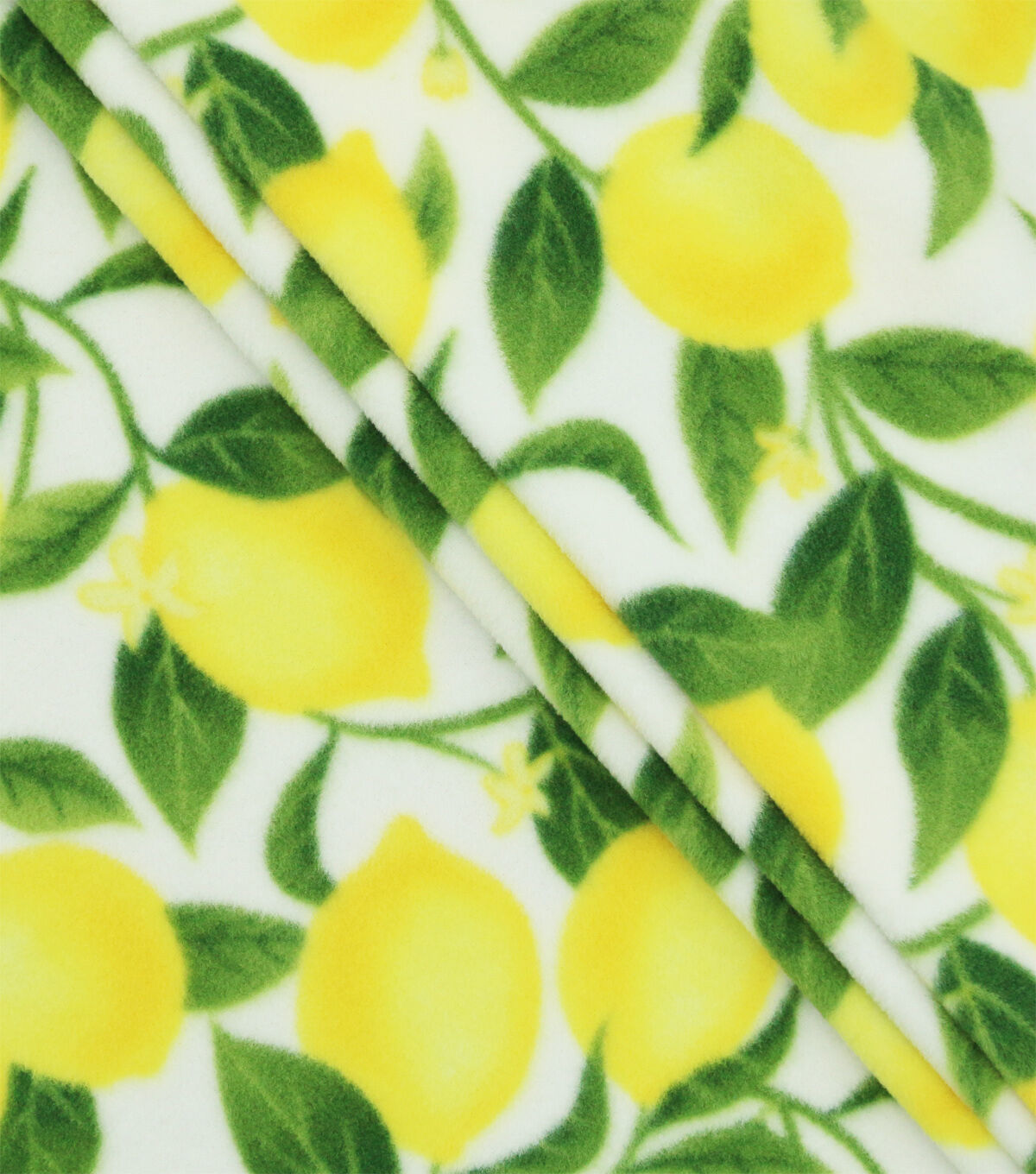 Yellow Bold Summer Lemon Branches Anti Pill Plush Fleece Fabric