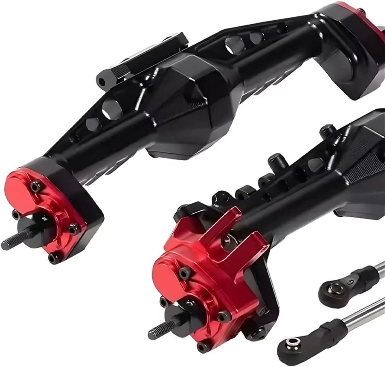 RC Car Accessories Compatible with Axial for SCX10 1/10 RC Car Upgrade Part Accessories Replacement Parts Aluminum Alloy Protector Front Rear Axle(Red)