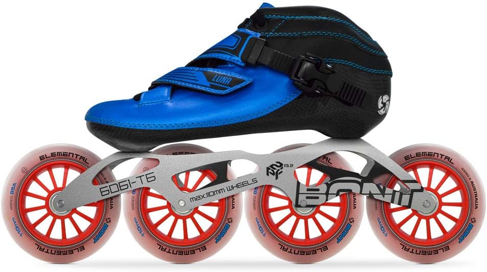 Bont Inline Speed Skating Racing Package - Luna Skate Boot + 2PF 6061 Frame + Elemental Wheels + ABEC7 Bearings - Youth - Boys - Girls - Men - Women