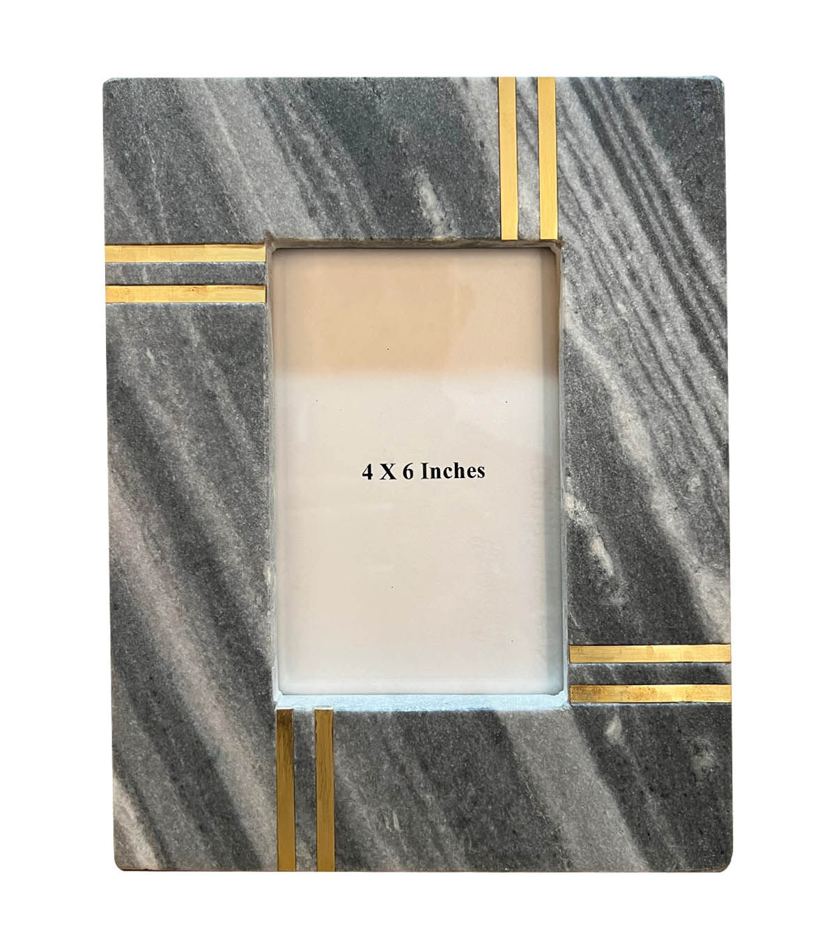 4 x 6 Gray Marble & Gold Inlay Tabletop Picture Frame by Place & Time