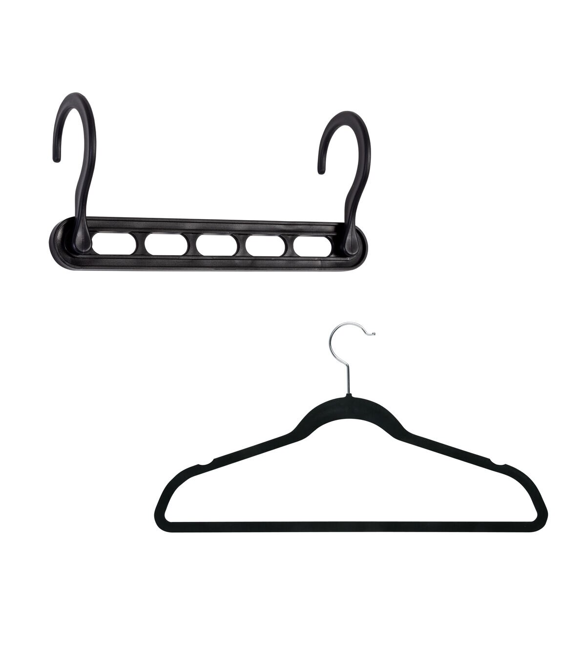 Honey Can Do 9 x 4 Black Collapsible & Velvet Hangers 55ct
