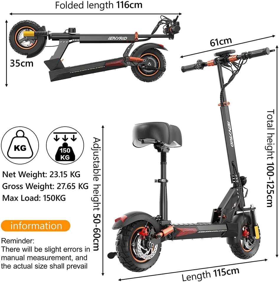 Electric Scooter for Adults with Seat, 1000W Peak Power Foldable Patineta Electrica, Commute eScooter Up to 31 Miles Long Range, 28 MPH Top Speed Motorized Kick Scooters