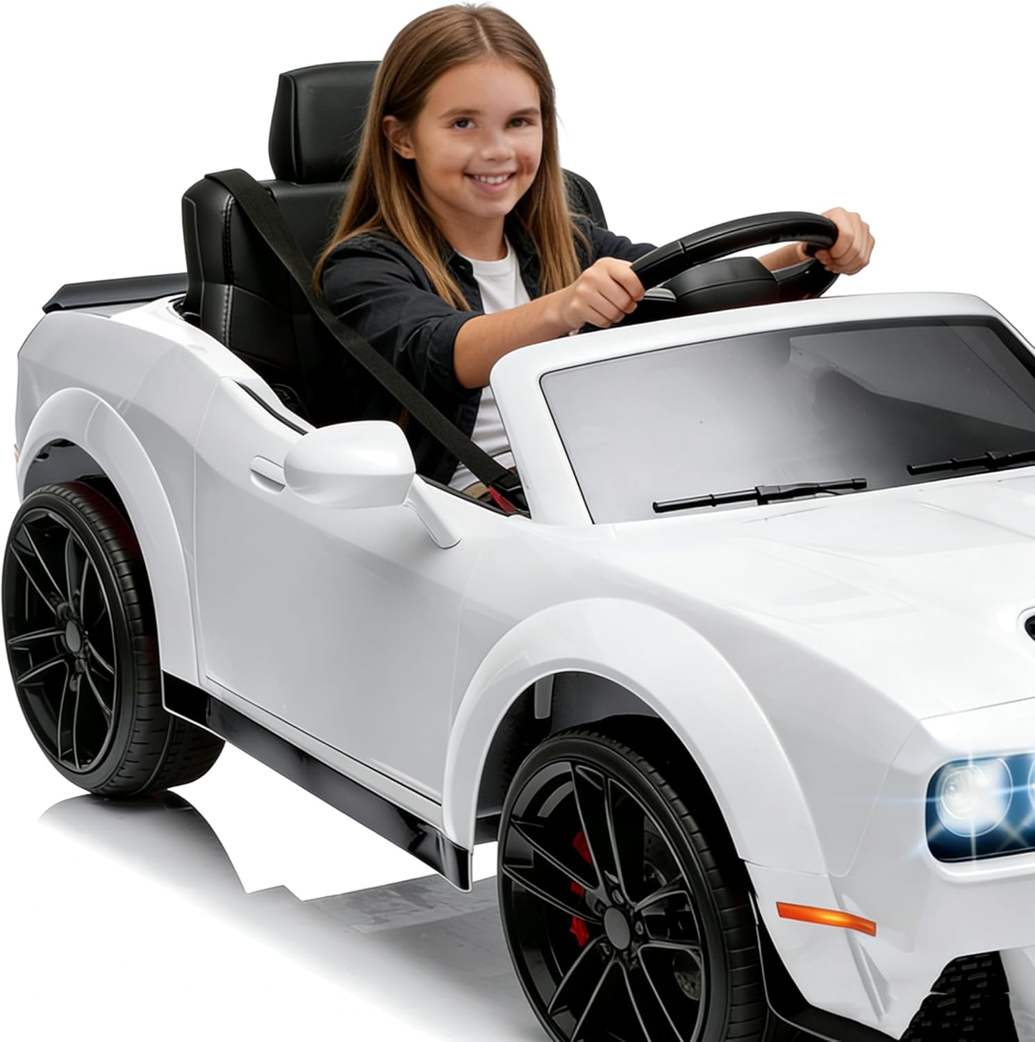 Electric Ride on Car, 12v Remote Control, Ride on Vehicle with LED Light, 3 Speeds, Music Gifts for Boys Girls