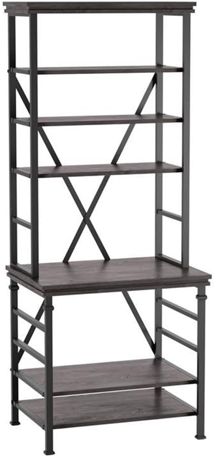 Furniture of America Garna Industrial Metal 6-Shelf Bookcase in Antique Gray