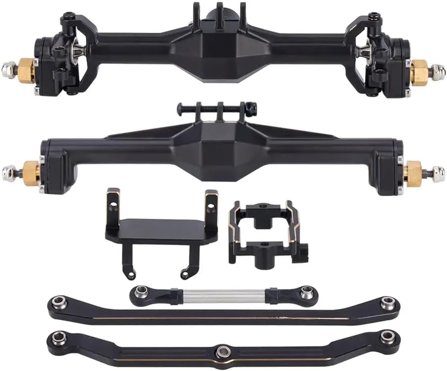 Brass CNC Widen Portal Axles +10mm with Lay Down Servo Mount and Links Compatible with 1/18 RC Crawler Cars Axle Upgrade Parts