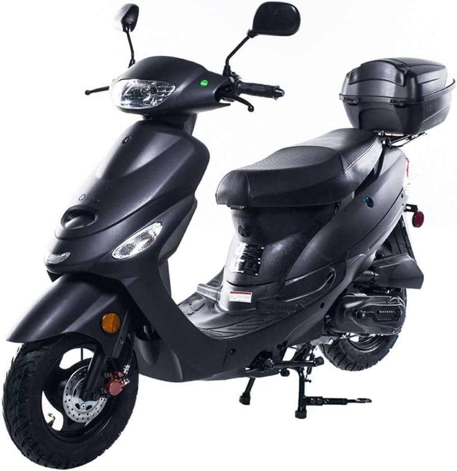 HHH 49cc/ 50cc Scooter Gas Fully Automatic Street Scooter Moped Vino 50 with Matching Trunk 50cc Moped for Adult (Black)
